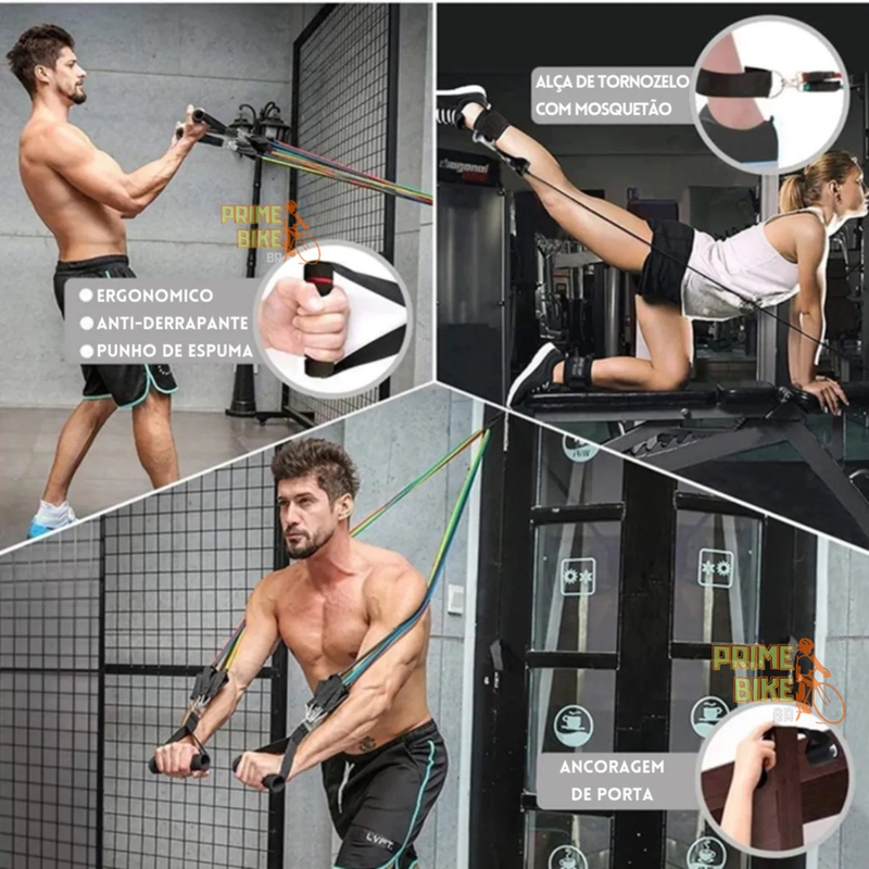 Kit Elástico Treino Extensor 11 Itens