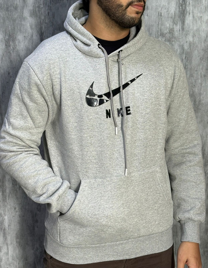 Nike Moletom 3 Cabos Cangurú Importado Cinza